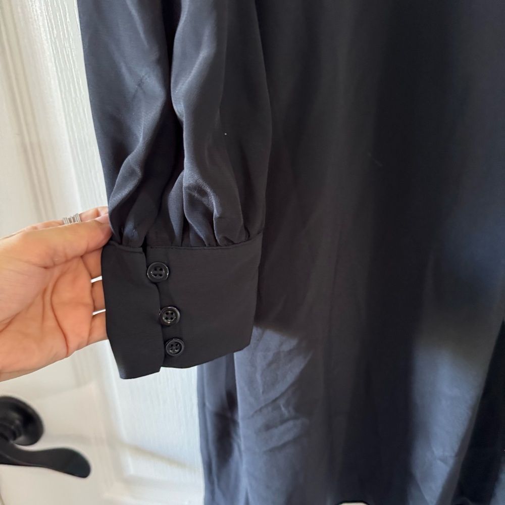 Topshop Black Long Sleeve Mini Dress with Twist Front Size 10 - Picture 8 of 11